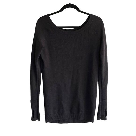 LULULEMON Cashmere Wool Reversible Scoop Neck Long Sleeve Sweater Black Grey 4 - Picture 10 of 15